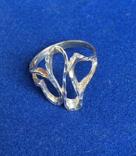 Sterling Silver Free Form Wavy Ring With Hamm...