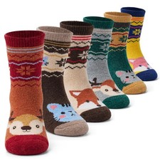 Aisyee Big Boys Wool Socks Kids Thick Winter 8-10 Years, Mix Boho Animals