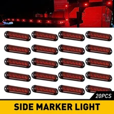 20PCS Red 6 LED Side Marker Clearance Lights Waterproof for Trailer Truck 12-24V