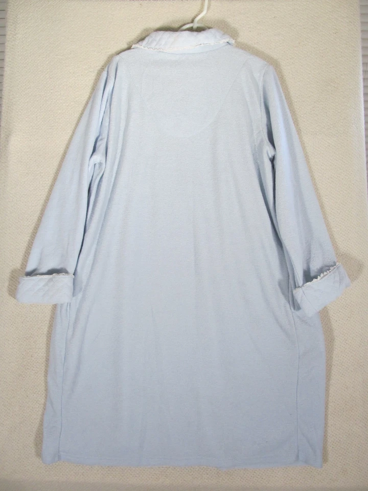 Bobbie Brooks Women Large Robe House Coat Light Blue Y2K Full Zip Pleated Vtg - Image 4 of 4