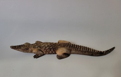 Carved Burl Wood Crocodile 14''