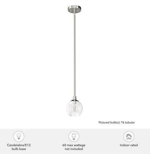 Hunter Xidane 1-Light Brushed Nickel Island Mini Pendant Light with Glass Shade - Picture 7 of 7
