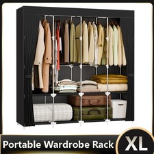 XL Portable Closet Wardrobe Clothes Rack Storage Organizer Movable w/ 8 Shelves