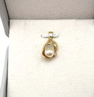 14K Yellow Gold Pearl & Diamond Pendant .80" 1.9 Gr [P70] — photo 1