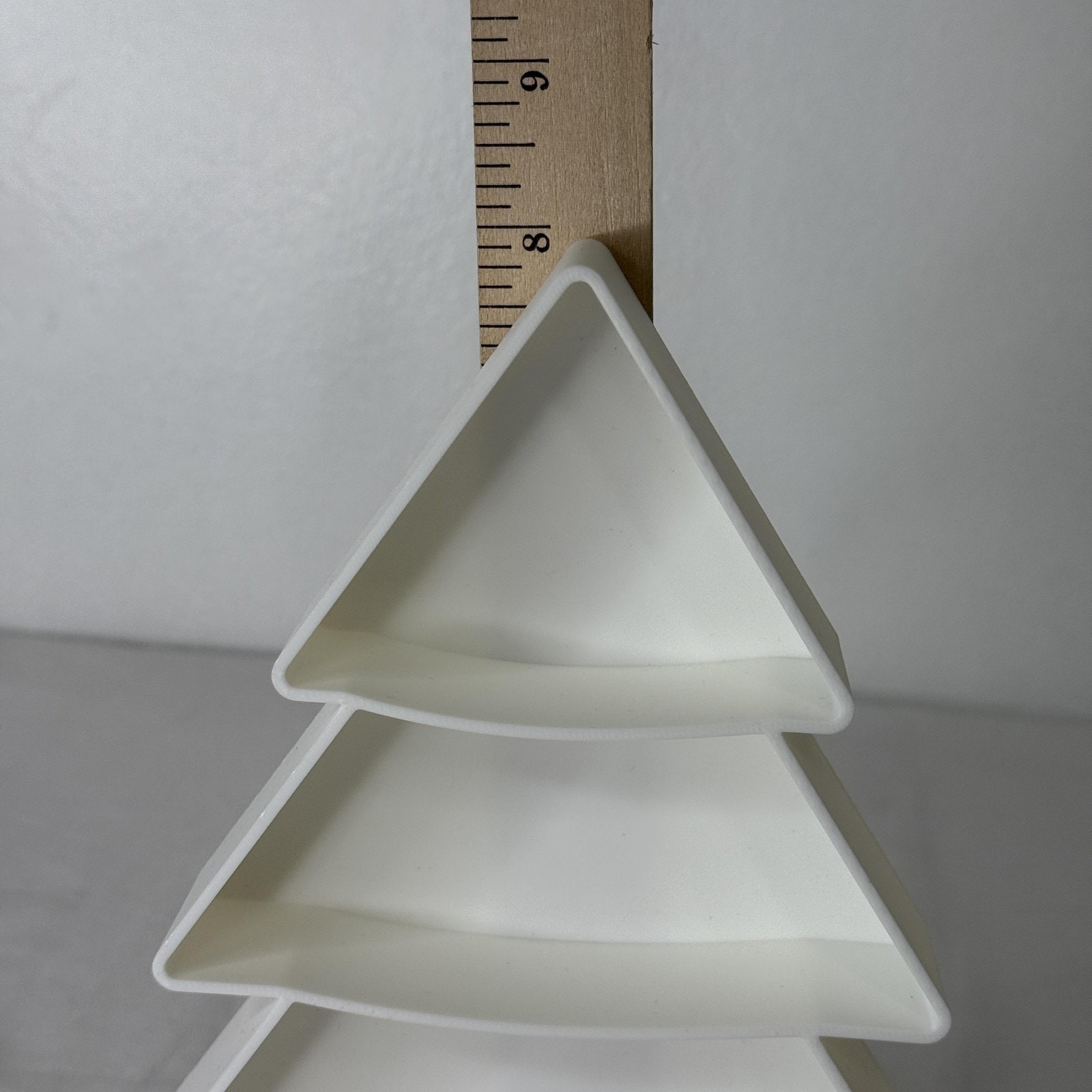 White Christmas Tree Shaped Sectioned Serving Tray Dish 8" Holiday Decor Shelf