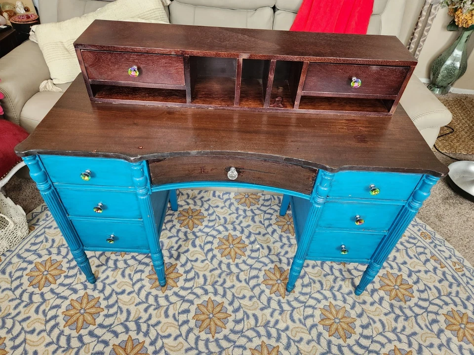 Tocador vintage de 7 cajones con 2 cajones añadidos 5 cubículos Foto 3 de 4