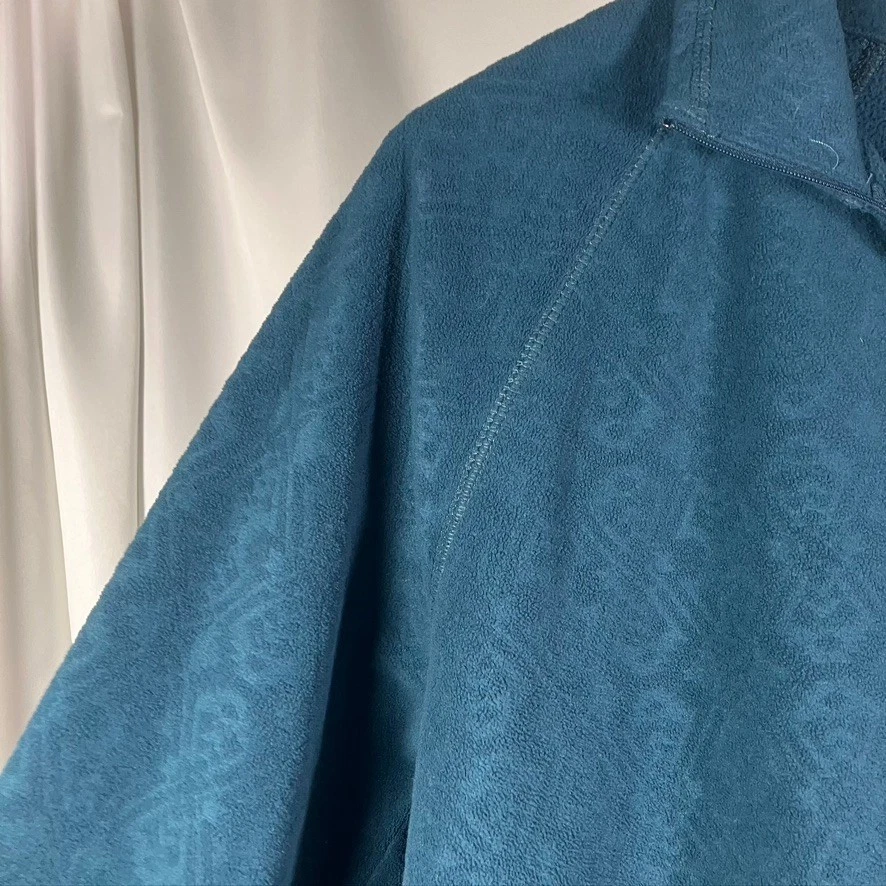 Pullover para mujer Eddie Bauer XL polar con cremallera azul estampado Foto 4 de 4