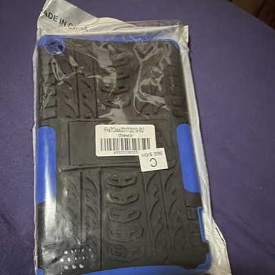 Amazon Fire 7 2017/2019 7in Rugged Silicone Case Black/Blue Anti-Scratch