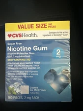 CVS Sugar Free-Coated Ice Mint Flavor  Nicotine Gum 2mg 160 pieces-EXP 4/27