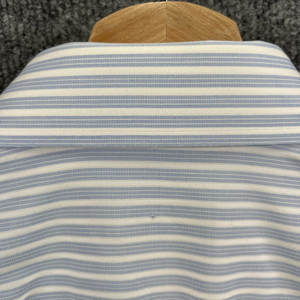 Camisa de vestir Canali para hombre 43 17 XL azul blanco a rayas manga larga Italia Foto 4 de 4