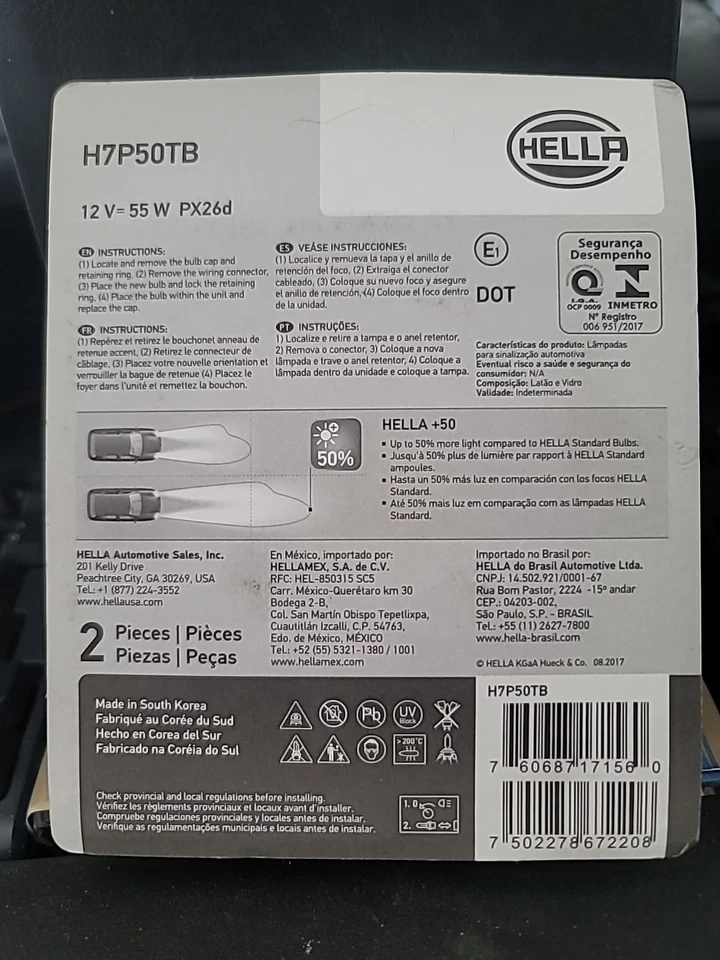 HELLA H7P50TB 50+ 卤素灯灯泡 12V 55W 全新 — 第 2/2 张图片