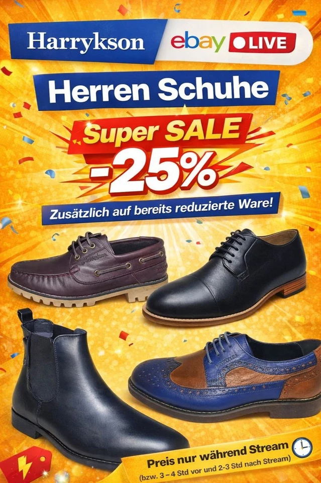 Harrykson Herren Schuhe eBay LIVE -25% Extra Rabatt SALE Leder