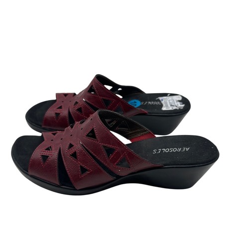 Sandalias cómodas informales de cuña sin cordones elegantes de negocios talla 10 en aerosoles rojas - Imagen 2 de 7