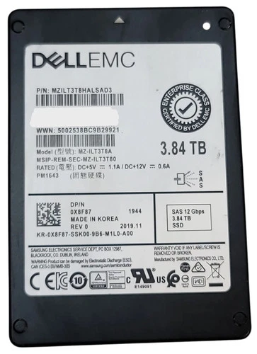 3.84TB SAS 2.5" 12Gb/s Samsung PM1643 NetApp compatible Server SSD - MZ-ILT3T8A