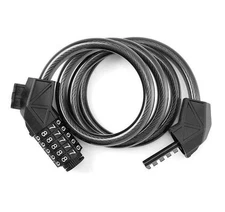 5-Digit Combination Bicycle Cable Lock & Holder  Black - Brand New