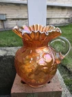 Vtg Fenton  Apple Tree Pattern Marigold Carnival Glass  Pitcher 9" Tall NM