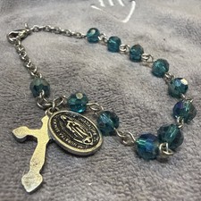 Catholic Store- Light Aqua Crystal Rosary Bracelet 6MM