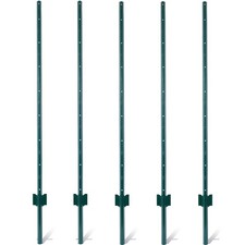 Fence Posts 5Feet - 5Pack, Heavy Duty Metal Fence Post with U-Channel, Steel F