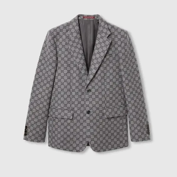 54IT- Gucci GG Wool flannel jacket blazer grey - BNWT 798524