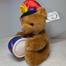 NWT Vintage Russ Berrie Caress Soft Pets Bandy Band Drummer Brown Teddy Bear HTF