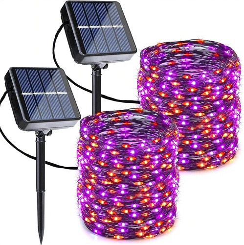 Orange Lila Halloween Solar Lichterkette - 2er Pack Gesamt 80FT 240LED Solar Fai - Bild 12 von 12