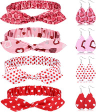 8 Pieces Valentine'S Day Accessories Headbands and Earrings, Heart Shape Hair Ac