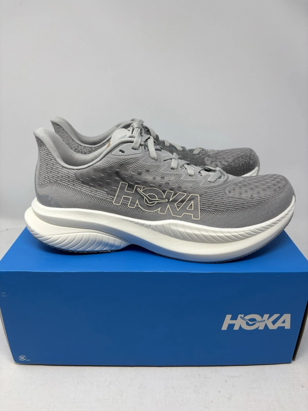 Hoka One One Mach 6 1147790-SLBS Stardust Gray White Sneaker Men's Size