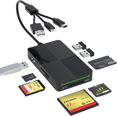 Memory Stick Duo Pro Adapter - 8 in 1 SD/TF/MS/CF/XD Card Reader with Extra 3 US