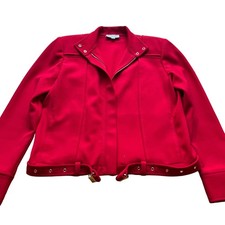 St. John Sport By Marie Gray Size S Vintage Red Moto Zip-Up Jacket