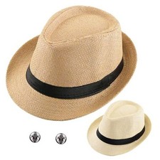 2 Pack Straw Fedora Hats for Men and Medium-Large Beige/Khaki Size :M- L 
