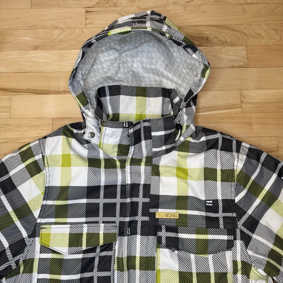Billabong Snowboarding Ski Men's Jacket Plaid  Green Size Medium 10k Aved Winter - Image 2 of 4