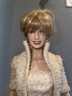 Vintage Princess Diana of Wales Porcelain Doll Pearl Dress Collectible