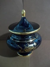 Beautiful Cobalt Blue & Gold Lidded Decorative Dish/Trinket Dish: See to believe