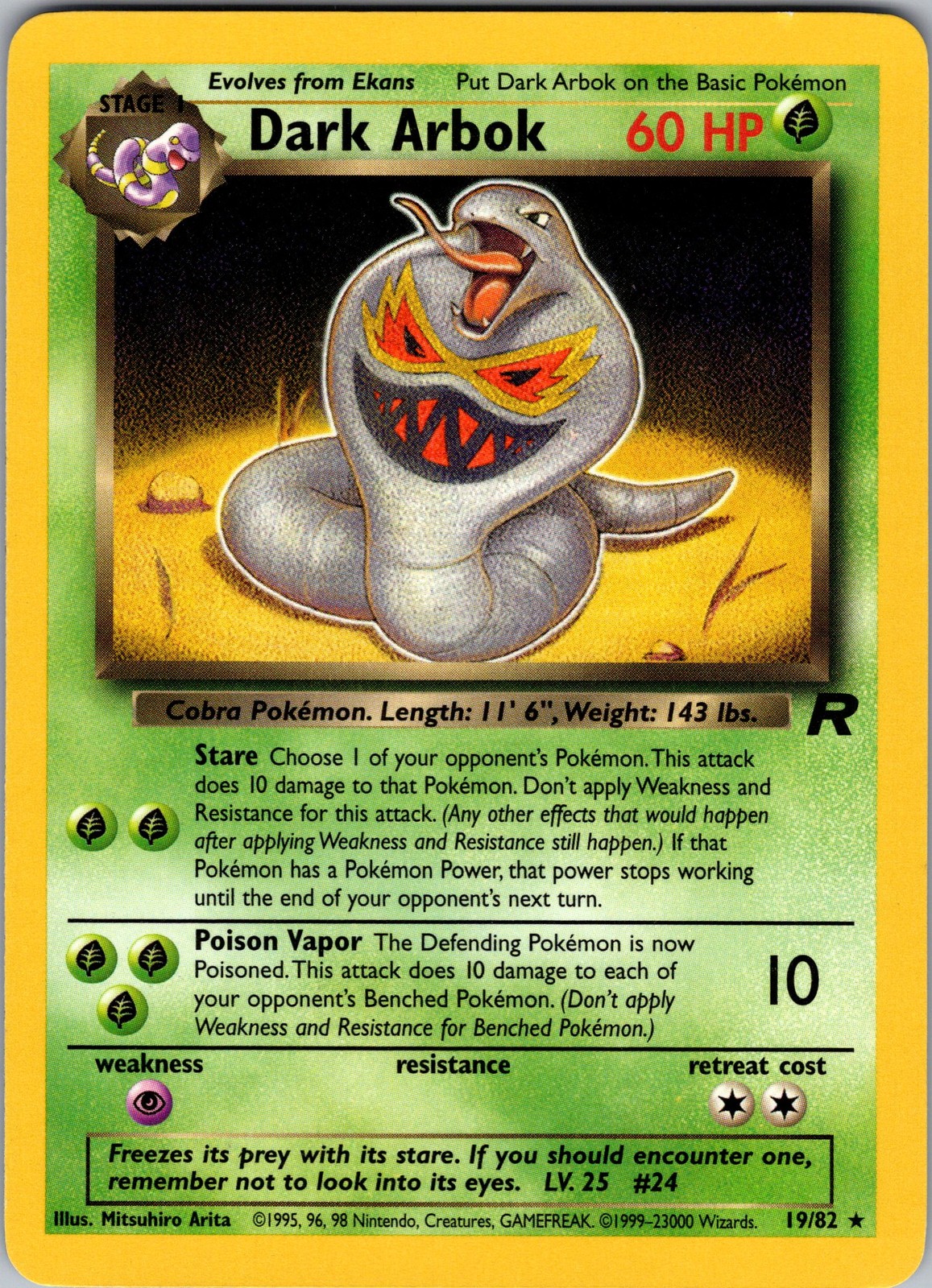 Dark Arbok (19) Team Rocket Rare NM Pokemon 19/82 Unlimited