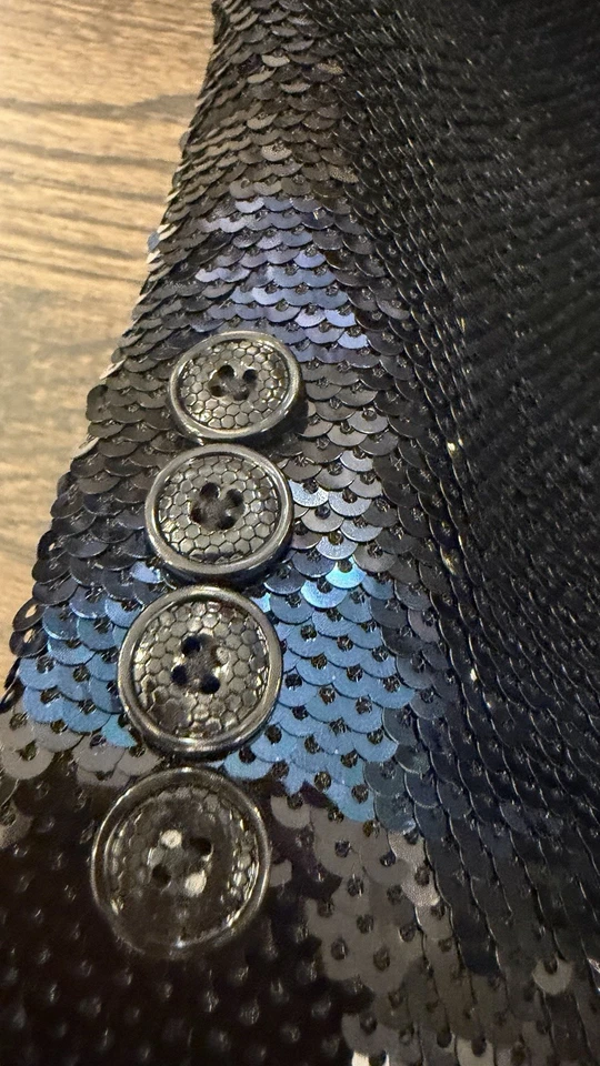 Abrigo Blazer Deportivo Hombre Tallia 40L Lentejuelas Azul Negro Año Nuevo Navidad Vacaciones Foto 3 de 4