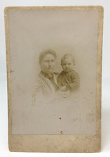 Cabinet Card Photo Woman and Child Short Curly Hair