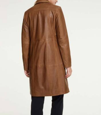 HEINE Damen Lamm-Nappaleder-Mantel, nougat