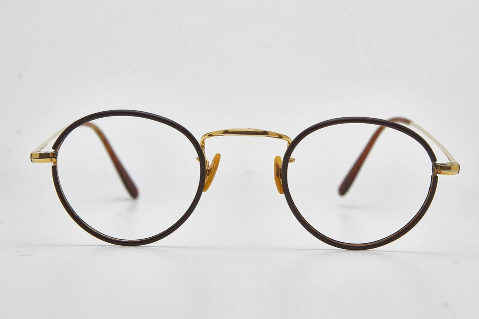 Retro 30s/40s vintage eyeglasses hipsters round frame NIGUKA gold brown - Image 2 of 4