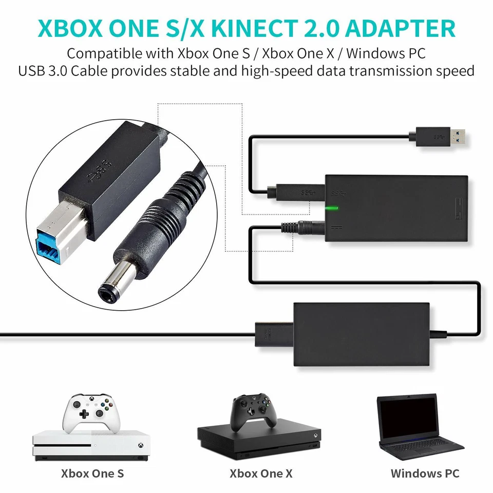 New Kinect Adapter Motion Camera For Xbox One S / Xbox One X Windows 8 8.1 10 PC - Image 4 of 4