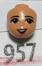 LEGO Friends Mini Doll Minifig Head Girl Brown Eyes Open Smile Top Teeth 957