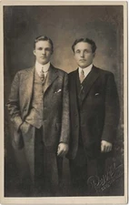 Real Photo Postcard 2 Men in Studio in Suits has Seal Unposted c1910 RPPC
