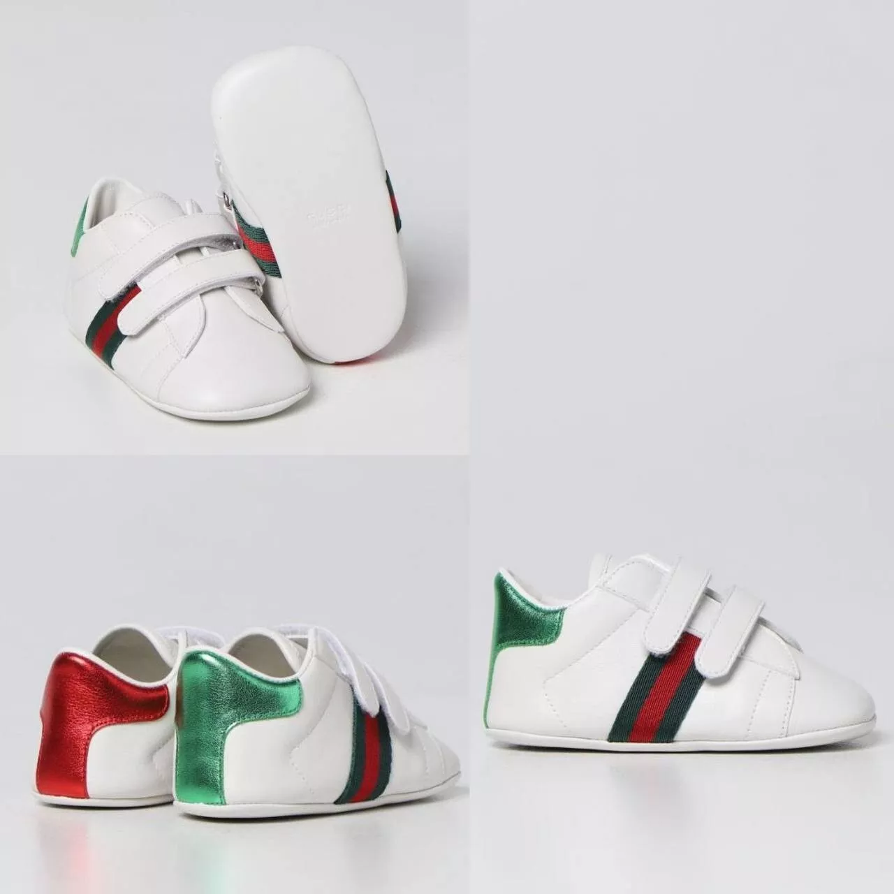 CHAUSSURES GUCCI POUR ENFANTS RAYURES BASKETS BASSES BLANCHES BASKETS BÉBÉ PRE WALKERS TAILLE 19