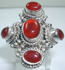 Ring with 4 Carnelian in Sterling Silver Statement