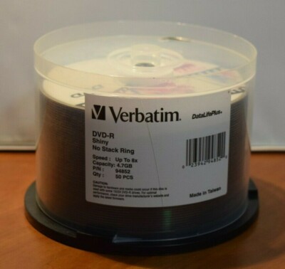 VERBATIM DVD-R 4.7GB  50PC SPINDLES - PRE-PRINTED FROM RITZ CAMERA