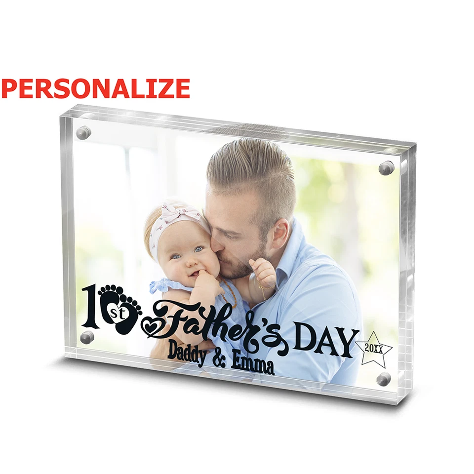 PERSONALIZE-First Father's  Day-Daddy and Me-Dad and Baby-Acrylic Picture Frame - Image 2 of 4