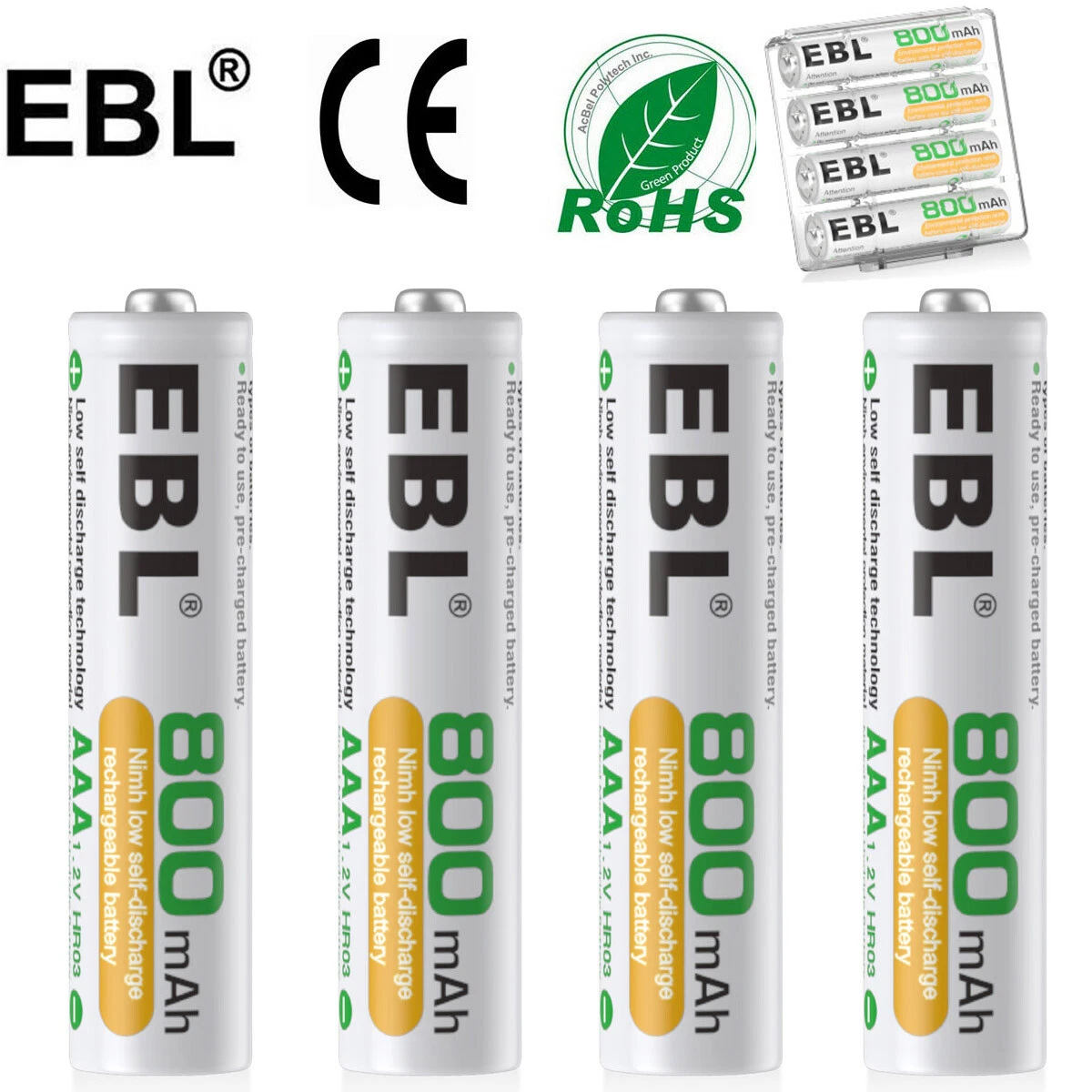 AAA Batteries 1.2V R03 800mAh Triple A Rechargeable Batteries For LED light Toys