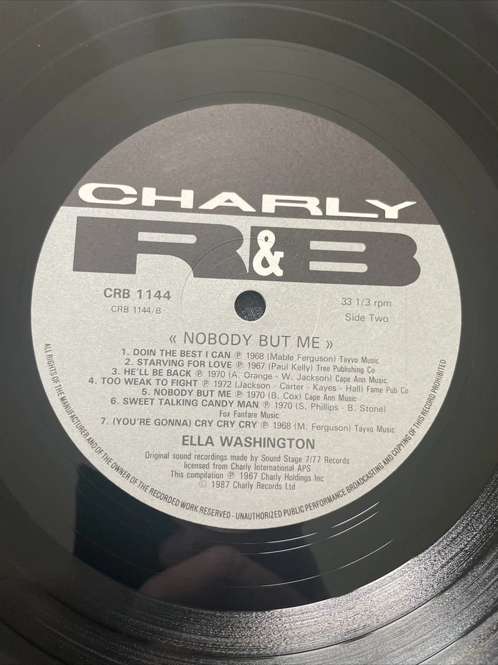 Ella Washington – Nobody But Me Vinyl LP Charley R&B CRB 1144 (1987) EX / VG+ Foto 4 de 4