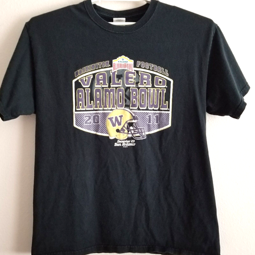 University of Washington Valero Alamo Bowl T-Shirt Huskies 2011 Black Large UW - Picture 2 of 5