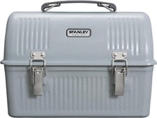 Stanley Classic Lunch Box 10L Hammertone Silver Steel Tradies Tough Large Grey
