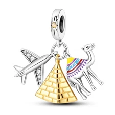 MULA European 925 Silver DIY Charm CZ Eternal Pyramid Airplane For WomenBracelet